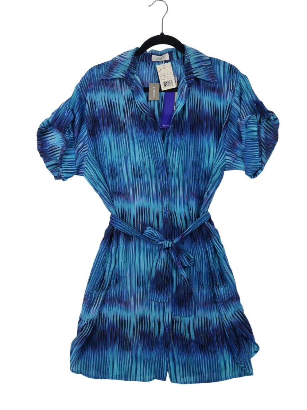NWT $172 Gottex S Mediterranean Sea Cool Multi Cover-Up Tunic Dress Blue